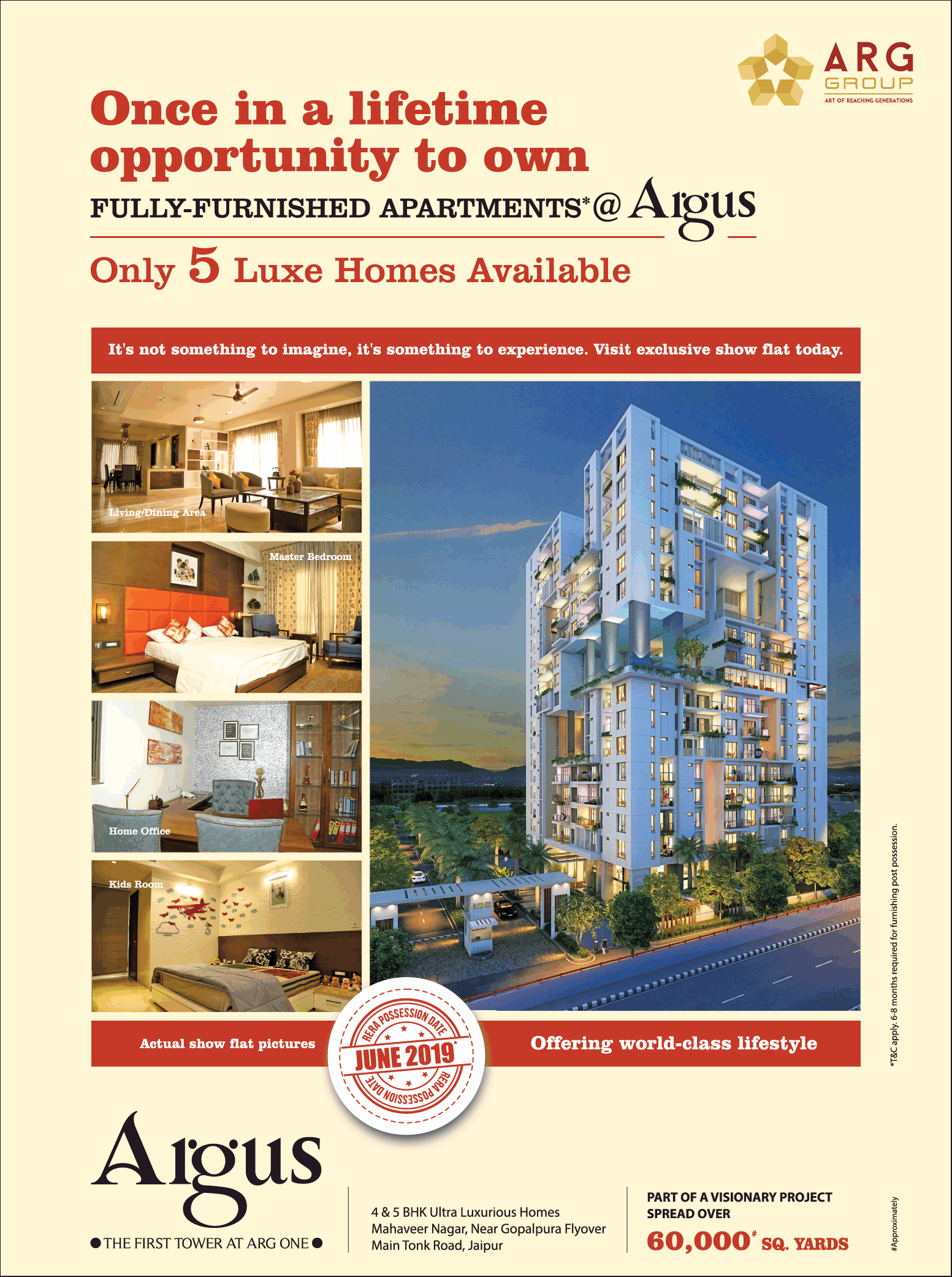Avail fully furnished apartments at ARG One Argus in Jaipur Update
